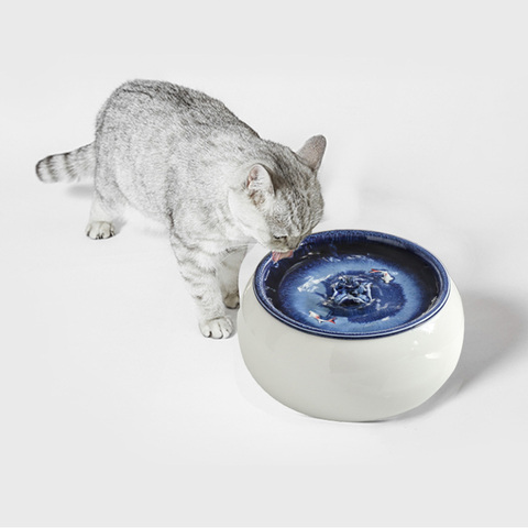 Eléctrico gato de cerámica fuente de agua potable para perros, gatos, tazón de bebedero 1.5L automática gatos dispensador de bebidas Ultra silencioso alimentador ► Foto 1/6
