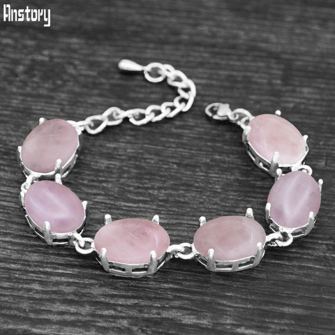 Pulsera de cuarzo Vintage Ovalada para mujer, piedra Natural, amatista, Ojo de Tigre, lapislázuli ► Foto 1/6