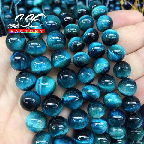 Cuentas redondas sueltas de calidad 5A, piedra Natural, Ojo de tigre azul, 4, 6, 8, 10, 12 y 14mm, tamaño de cuentas para fabricación de joyería DIY ► Foto 1/5