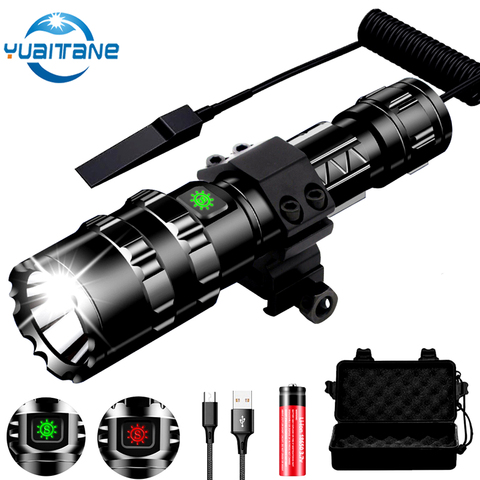 Linterna táctica Ultra brillante, luz LED de explorador L2 2000lms, recargable vía USB, resistente al agua, 5 modos por 1*18650 ► Foto 1/6