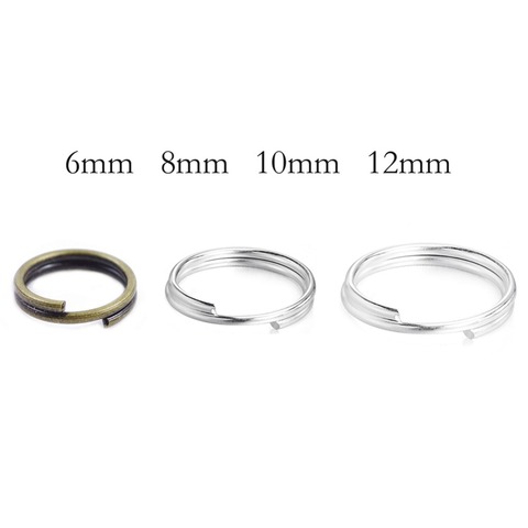 Anillos abiertos para hacer joyas, anillos de 6mm, 8mm, 10mm, 12mm, Color plateado, 2 aros abiertos, doble abertura, 400 Uds. ► Foto 1/6