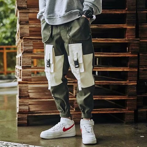 Pantalones de empalme de moda para hombre, petos de hip hop de nuevo estilo, ropa de calle holgada suave fresca para verano ► Foto 1/6