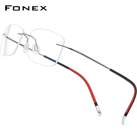 FONEX sin montura titanio gafas hombres 2022 nuevo sin marco receta anteojos marco mujeres de la miopía gafas óptica 9203 ► Foto 1/6