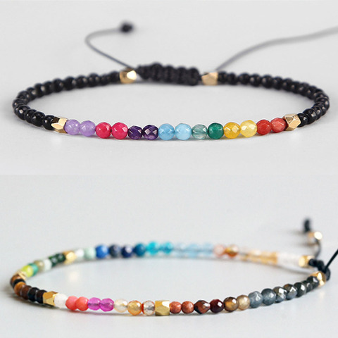 Pulsera de chakras bohemias para hombre y mujer, pulseras de Yoga pequeñas Multicolor, regalo de joyería de vacaciones, 7 unidades ► Foto 1/5