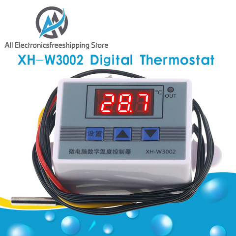 Controlador de temperatura Digital LED, interruptor de sonda con sensor impermeable, Control de termostato 10A, XH-W3002, 220V /12V, W3002 ► Foto 1/6