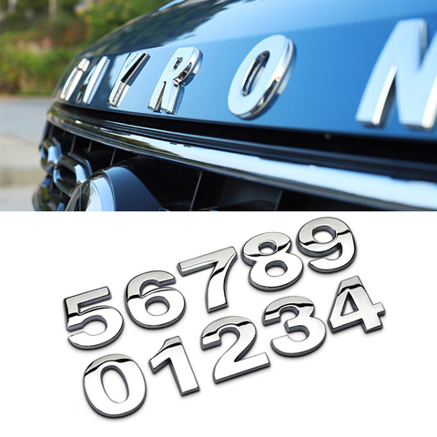 Insignia de alfabeto de Metal 3D para coche, Logo de letras plateadas cromadas y plateadas, para maletero, logotipo letras, emblema para Audi y BMW ► Foto 1/6