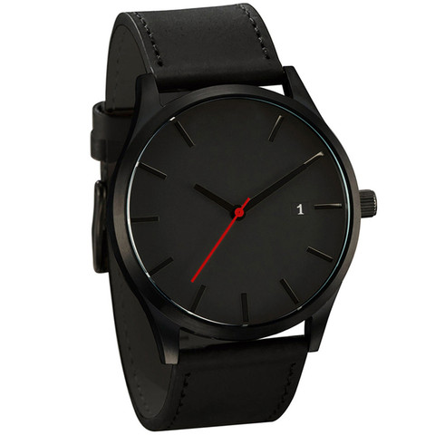 Reloj de pulsera de cuarzo sencillo para hombre y mujer, cronógrafo de cuero con connotación minimalista, Popular, de hora ► Foto 1/6