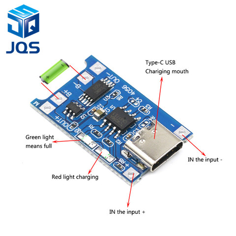 5 uds tipo-c USB 5V 1A 18650 TP4056 Módulo de cargador de batería de litio de carga con protección Dual funciones 1A Li-Ion bien ► Foto 1/6