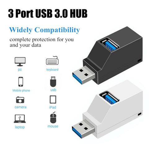 USB Hub USB 3,0 Hub 2,0 Multi adaptador/divisor USB Mini de 3 puertos de alta velocidad 3 Hab Usb3.0 centro de Puerto USB-HUB expansor para PC ► Foto 1/6