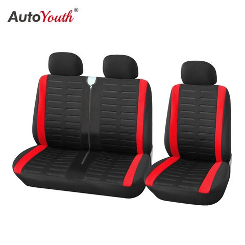 Fundas de asiento rojo para coche, accesorios de Interior para furgoneta y transportador, ajuste Universal para 2 + 1, 1 + 2 ► Foto 1/5