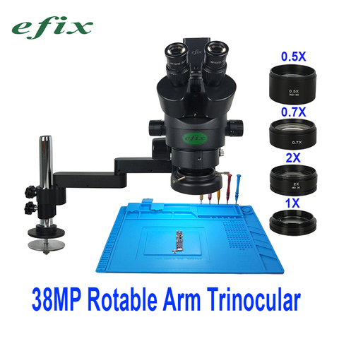 Microscopio Trinocular giratorio de 38MP y 90X para soldadura, cámara Digital HDMI, USB, luz LED 144, para reparación de teléfonos móviles ► Foto 1/6