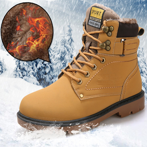 Botas de nieve resistentes al desgaste de cuero sintético para hombre, zapatos informales de moda de trabajo, para mantener el calor, para invierno, 2022 ► Foto 1/5