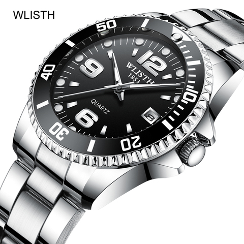 2022 marca WLISTH de los hombres de lujo reloj 30m impermeable fecha reloj hombre relojes hombres reloj de pulsera reloj de cuarzo Masculino ► Foto 1/6