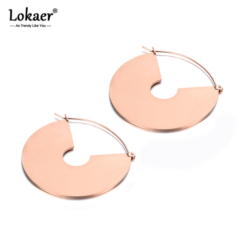 Lokaer-pendientes de aro de titanio geométrico acero inoxidable para mujer y niña, aretes circulares de estilo bohemio, joyería E19246 ► Foto 1/6