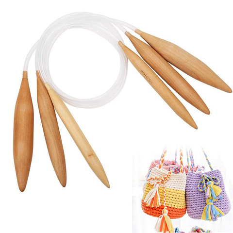 1 uds/15/20/25mm de madera Circular agujas de tejer con tubo de plástico suéter de gancho de Crochet de hilo de lana hilo de herramienta para tejer 80CM ► Foto 1/6