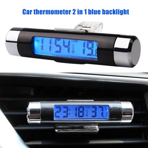 Reloj LED de retroiluminación 2 en 1 para coche, pantalla Digital, montaje en salida de aire de coche, termómetro, ornamento automático, accesorios para coche, regalos ► Foto 1/6