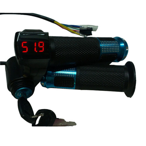 Acelerador de giro para bicicleta eléctrica/scooter, con interruptor de pantalla LCD y batería, empuñaduras de manillar para bicicleta eléctrica/scooter/ebike ► Foto 1/6
