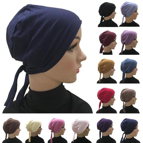 Pañuelo de algodón para mujer, Hijab, gorro de Bandana musulmana, gorros sombreros árabes, gorro de Bandage, gorros musulmanes ► Foto 1/6