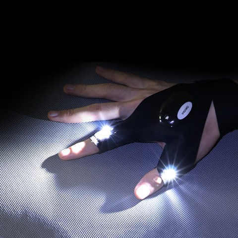 Guantes de pesca impermeables con luz nocturna y linterna LED, herramientas de rescate, equipo para exteriores, ciclismo, guantes duraderos prácticos sin dedos ► Foto 1/6