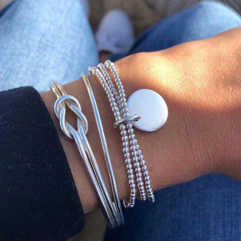 Bohemio cuentas de plata pulseras de cadena brazaletes para mujer moda corazón brújula Color oro cadena pulseras conjuntos de regalo de joyería ► Foto 1/5