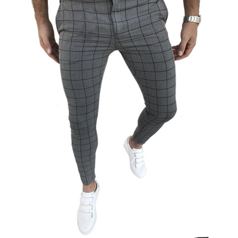 Pantalones de chándal a cuadros para hombre, pantalón ajustado de pierna recta, informal, estilo Hip Hop, ropa de calle, ropa de invierno ► Foto 1/6