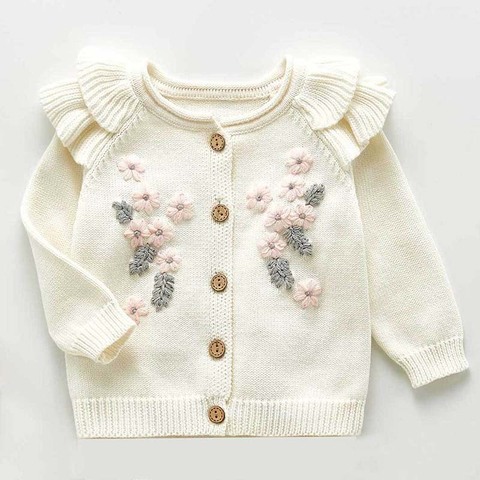 Suéter de bebé de moda pétalos collar de la chaqueta abrigo de bebé suéter Cardigan niñas otoño suéteres de invierno ► Foto 1/6