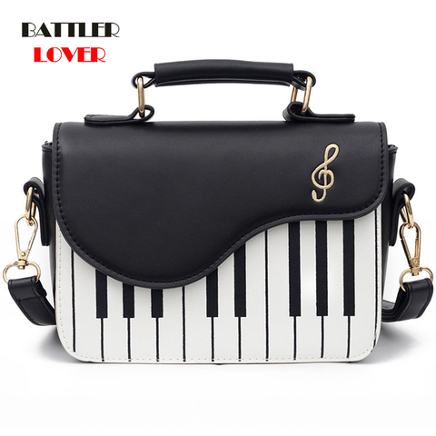 Lindo patrón de Piano de moda de cuero de la PU cartera informal para mujer bolso de hombro bandolera cruzada bolsa de bolsos de las mujeres solapa bolsas ► Foto 1/6