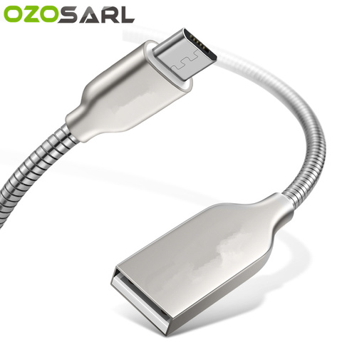 Cable USB de aleación de Zinc, Cable de carga rápida de 5V, 2.4A, tipo C, Micro USB, Cable de resorte para Samsung y Xiaomi ► Foto 1/6