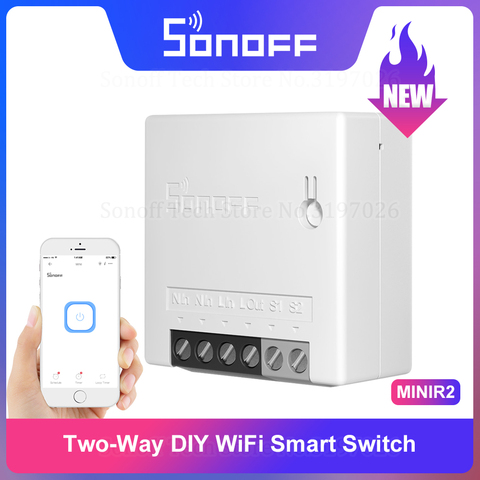 Sonoff-interruptor inteligente Itead MINI R2, dispositivo con WiFi de dos vías, Control remoto por cuerpo pequeño a través de la aplicación eWeLink, compatible con Alexa, Google Home, IFTTT ► Foto 1/6