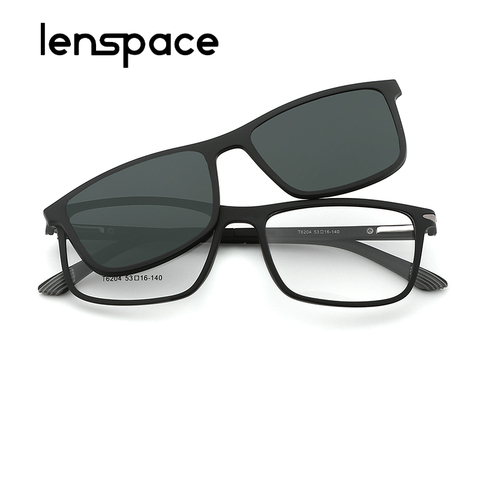 Gafas de sol cuadradas con Clip magnético para hombre y mujer, lentes de sol unisex, polarizadas, con montura de gafas, 2022 ► Foto 1/6