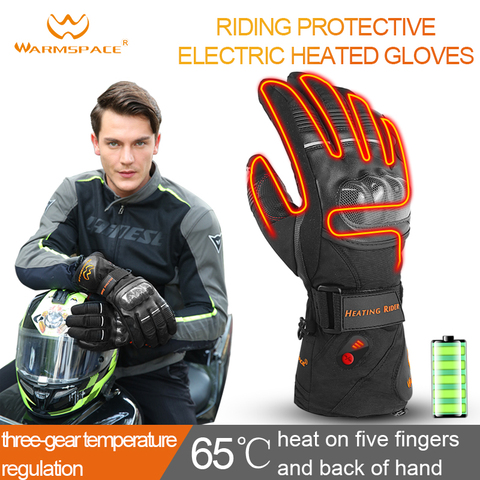 Guantes de motocicleta con calefacción para montar en bicicleta, esquí, invierno, deportes impermeables al aire libre, guantes de calefacción de batería eléctrica, pantalla táctil ► Foto 1/6