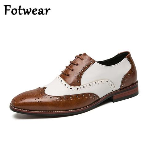 Fotwear-zapatos de vestir de talla grande para hombre, calzado Formal de costura hecha a mano, con cordones, Oxford, para fiesta de boda ► Foto 1/6