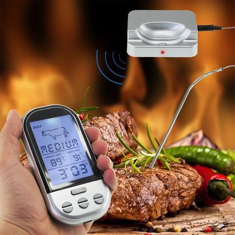 Termómetro Digital de carne para barbacoa, termómetro portátil inalámbrico con Control remoto y temporizador para barbacoa al aire libre ► Foto 1/6