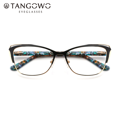 TANGOWO Metal mujer montura de gafas Retro ojo redondo computadora gafas marco miopía hipermetropía receta anteojos ópticos ► Foto 1/6