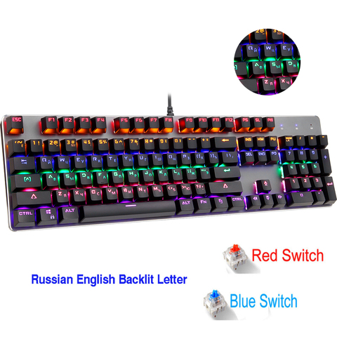 Teclado mecánico RGB, teclados rusos para videojuegos con 104 teclas, interruptor en inglés y azul para tableta, teclado VS CK104 ► Foto 1/6