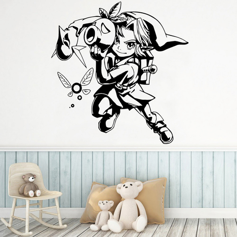 Zelda Legend-calcomanía de pared para habitación de adolescentes, decoración del hogar, pegatinas de vinilo para pared Interior de guardería, decoración de dibujos animados para habitación de juegos para niños Y972 ► Foto 1/3