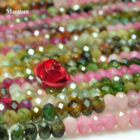 Mamiam Natural AA de turmalina perlas facetadas Rondell 2,6x3,8mm piedra Diy pulsera collar joyería de diseño ► Foto 1/4