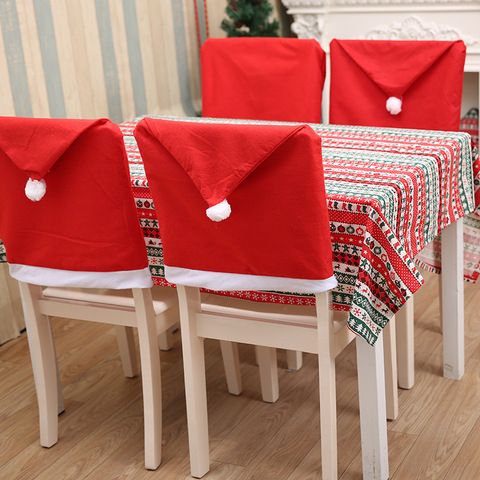 Fundas para sillas de navidad rojo sombrero de Santa Claus fundas traseras de sillas decoración de fiesta de mesa de Año Nuevo de navidad 2022 decoraciones para el hogar ► Foto 1/5