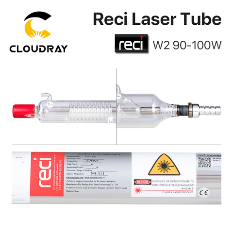 Cloudray-tubo láser CO2, caja de madera, diámetro de embalaje, W2/T2 90W-100W Máquina cortadora de grabado láser CO2 S2 Z2, 80mm/65mm ► Foto 1/6