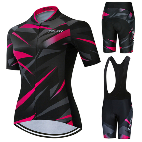Teleyi-Conjunto de Ropa de Ciclismo para Mujer, uniforme de secado rápido, Jersey de verano, 2022 ► Foto 1/6