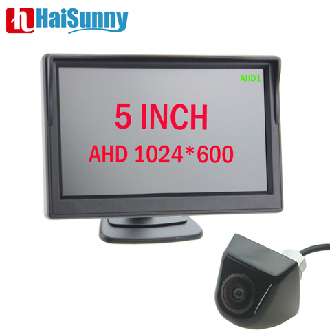 Monitor AHD de 5 pulgadas con cámara de marcha atrás de coche, 1280x720P, Lente ojo de pez de 170 °, visión nocturna Starlight, cámara de visión trasera HD para vehículo ► Foto 1/6