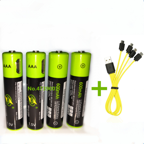 ZNTER-batería recargable de polímero de litio, 1,5 V, AAA, 600mAh, USB, carga rápida vía cable Micro USB ► Foto 1/6