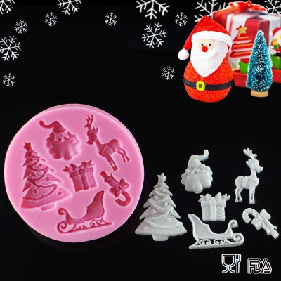 Utensilios para decoración de tortas con Fondant, molde de silicona, resina de arcilla polimérica, Super escultura de árbol de Navidad, ciervo, Santa Claus, H901 ► Foto 1/4