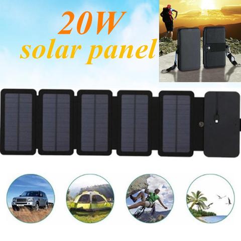 KERNUAP-cargador de células solares plegables para exteriores, dispositivos de salida USB de 5V 2.1A, paneles solares portátiles para carga de teléfono, 20W ► Foto 1/6