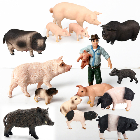 Simuladas jabalí cerdo Granja Modelo cerdo Piglet de la familia de figuras de acción juguetes educativos para niños decoración para el hogar ► Foto 1/6