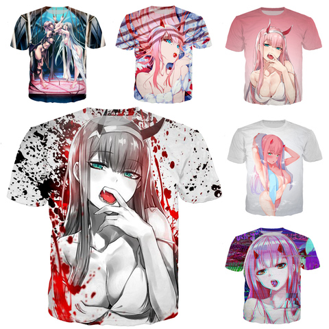 ZERO TWO-Camiseta 3D de Hentai para hombres y mujeres, camisa Sexy de Lolita de Anime, In The Franxx Darling, Bikini, camisetas de vacaciones, Senpai, ropa de calle Unisex ► Foto 1/6