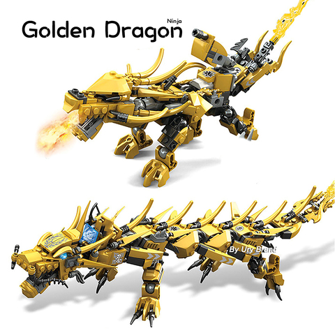 Serie Ninja dragón dorado luchando Mech creador Dragón 2 en 1 Ninja figuras regalo DIY bloques de construcción de chico de juguete para los niños ► Foto 1/6