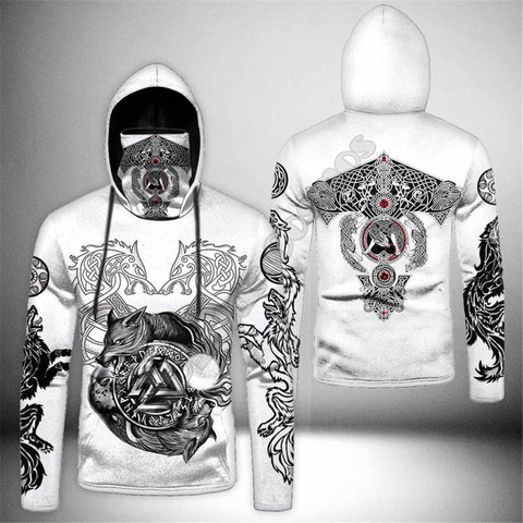 Viking Tattoo-Sudadera con capucha para hombre y mujer, prenda deportiva con estampado 3D de tatuaje, Jersey informal de moda Harajuku, máscara cálida, envío directo, 08 ► Foto 1/6