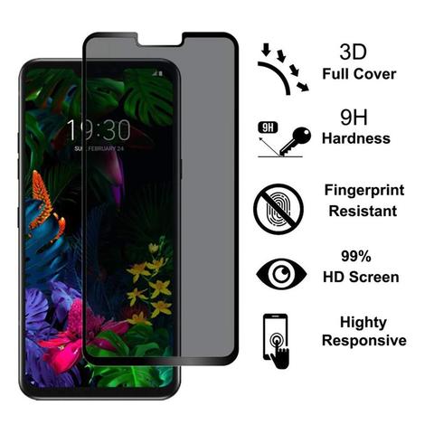 9H 5D funda de pegamento completo negro privacidad vidrio templado para LG G8 G7 ThinQ Anti reflejo Peening Protector de pantalla película vidrio protectora ► Foto 1/6