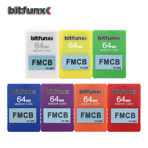 Tarjeta de memoria Bitfunx libre Mcboot FMCB para PS2 consola Sony PLAYSTATION 2 Video juego tarjeta Color azul 64MB ► Foto 1/6